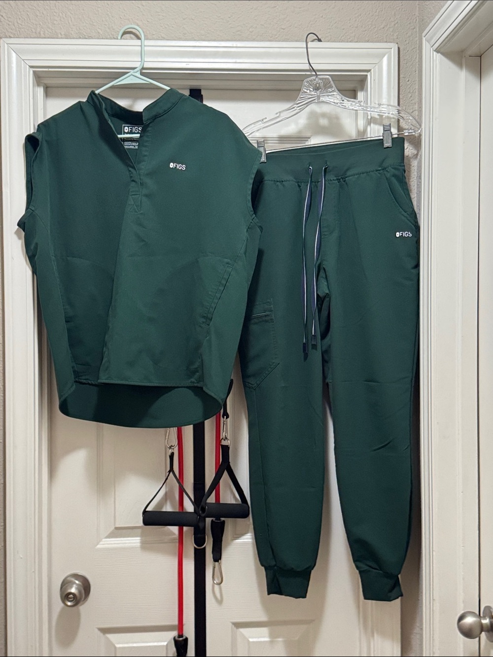 Figs Women's Dark Green Jogger Scrub Set - Top & Track Pants
